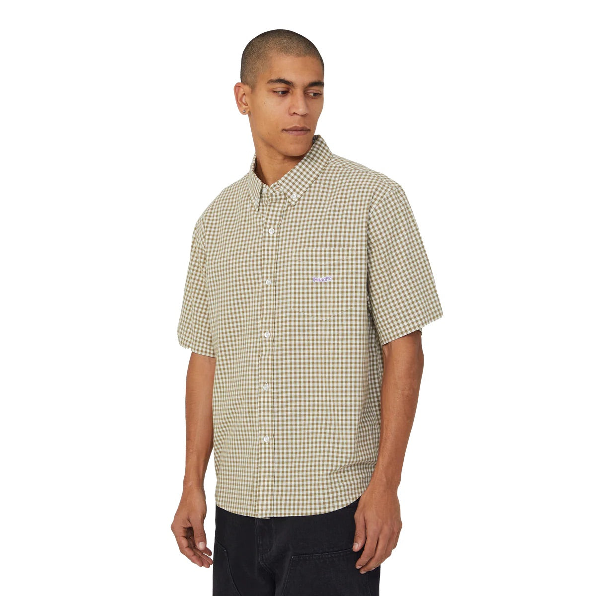 89 Micro Gingham SS Oxford Shirt - Natural