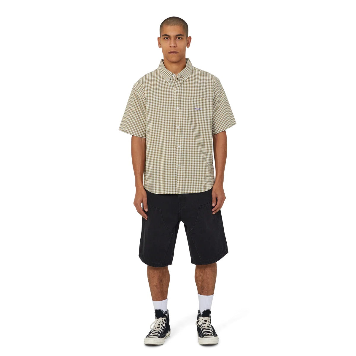 89 Micro Gingham SS Oxford Shirt - Natural