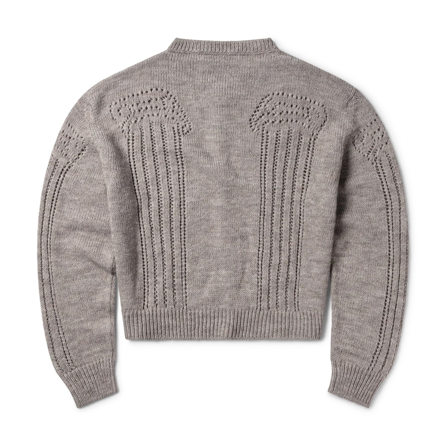 Pointelle Column Cardigan - Grey Marl