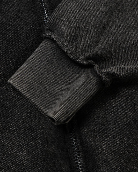 Aged Reverso Temple Zip Through Hoodie - Black