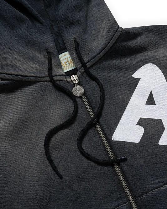 Premium Aged Cherub Column Zip Hoodie - Black