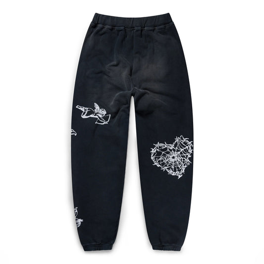 Premium Aged Cherub Column Sweatpant - Black