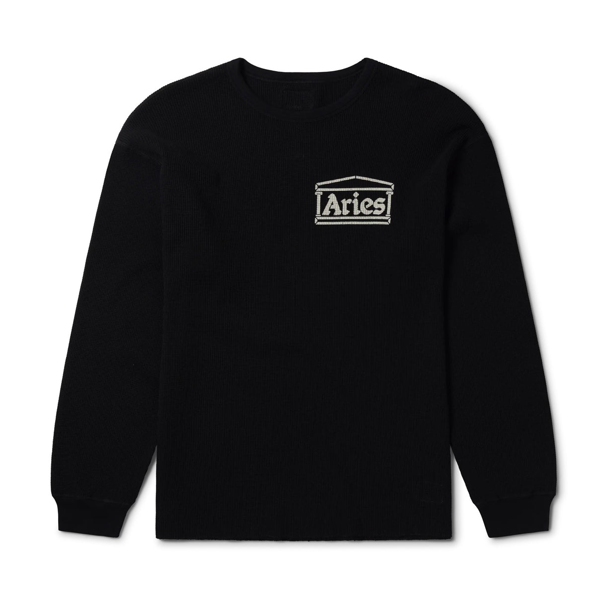Reversible Barbed Love Temple Waffle LS Tee - Black