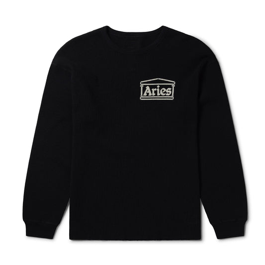 Reversible Barbed Love Temple Waffle LS Tee - Black