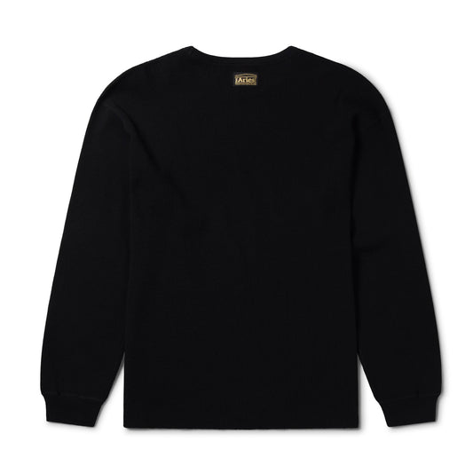 Reversible Barbed Love Temple Waffle LS Tee - Black