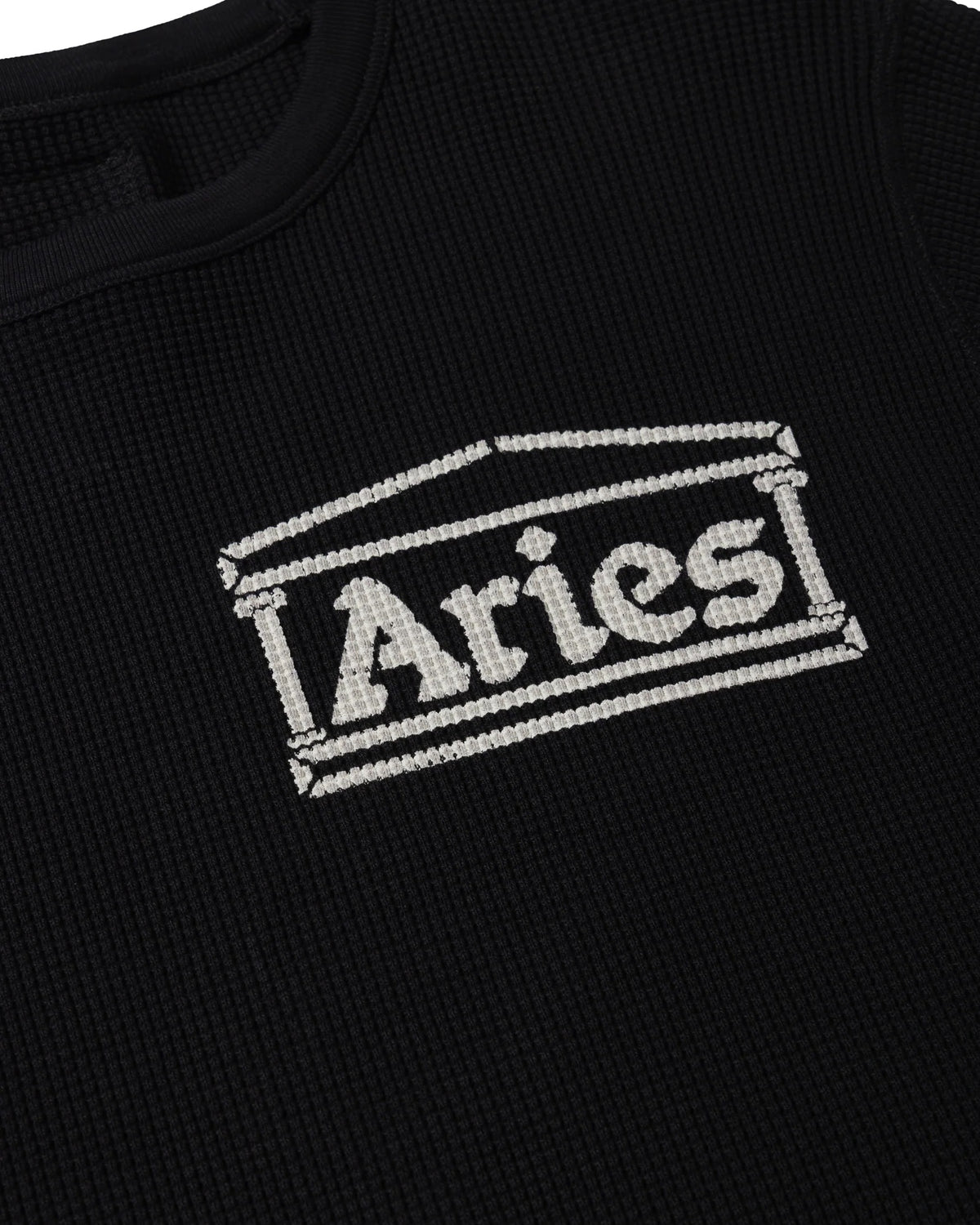 Reversible Barbed Love Temple Waffle LS Tee - Black