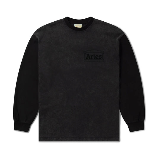 Aged Contrast Temple LS Tee - Black