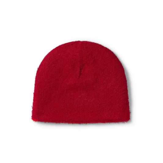 Fluffy Reversible Skull Beanie - Red