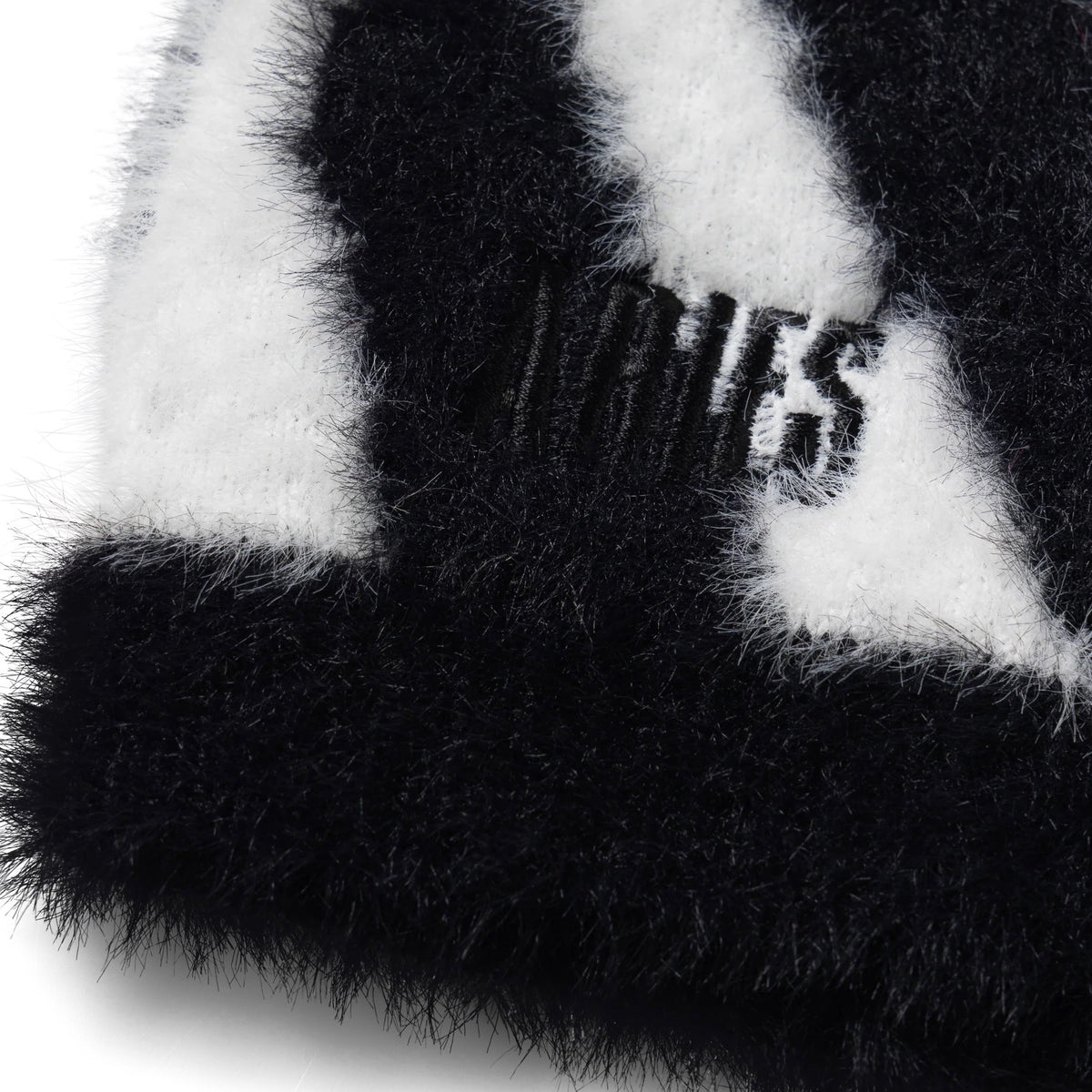 Brushed Zebra Skull Beanie - White
