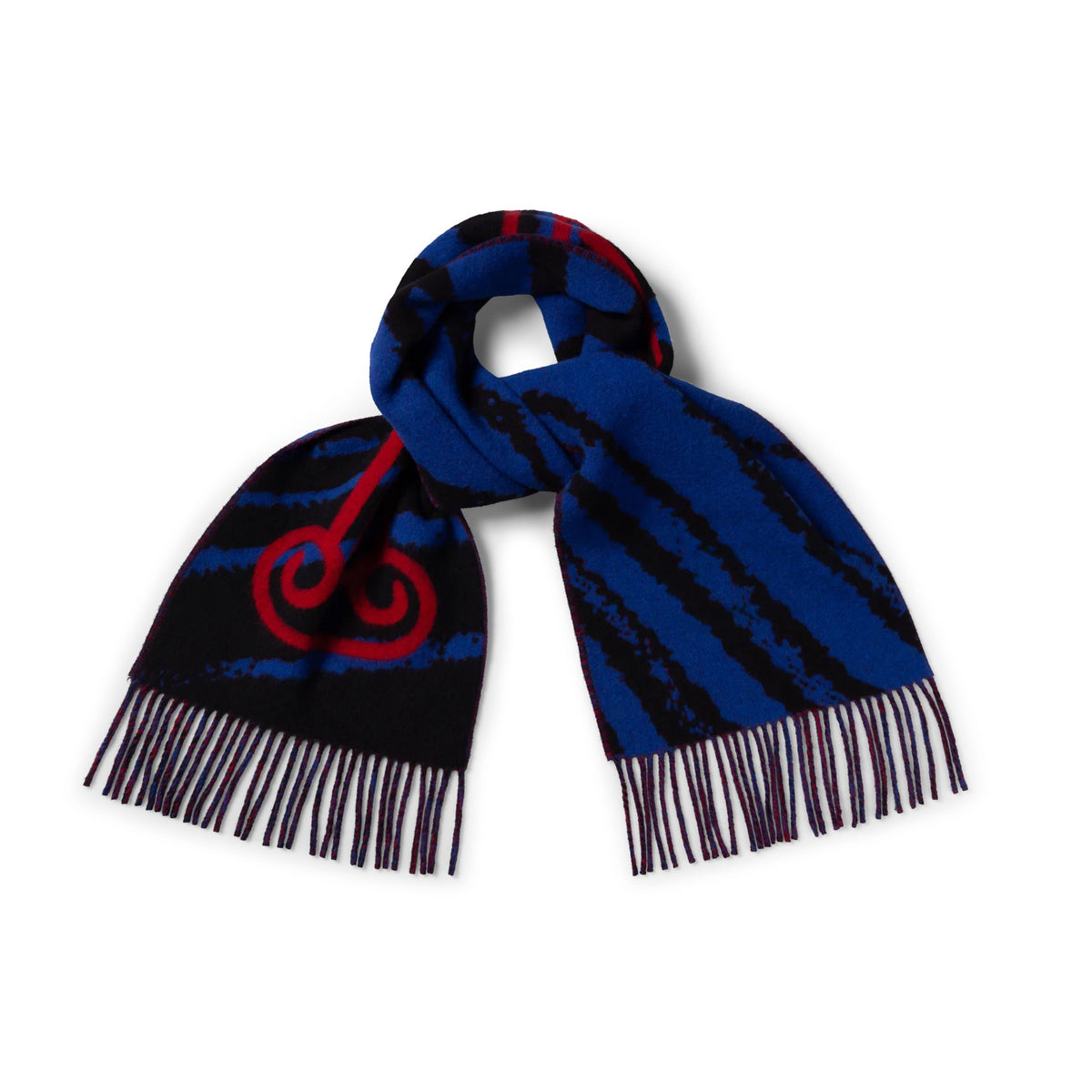 Column Zebra Wool Scarf - Blue