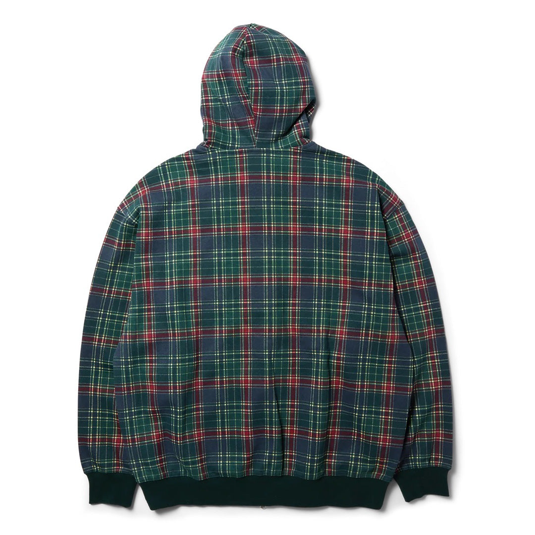 Arch Plaid FZ Heavyweight Hoodie - Forest