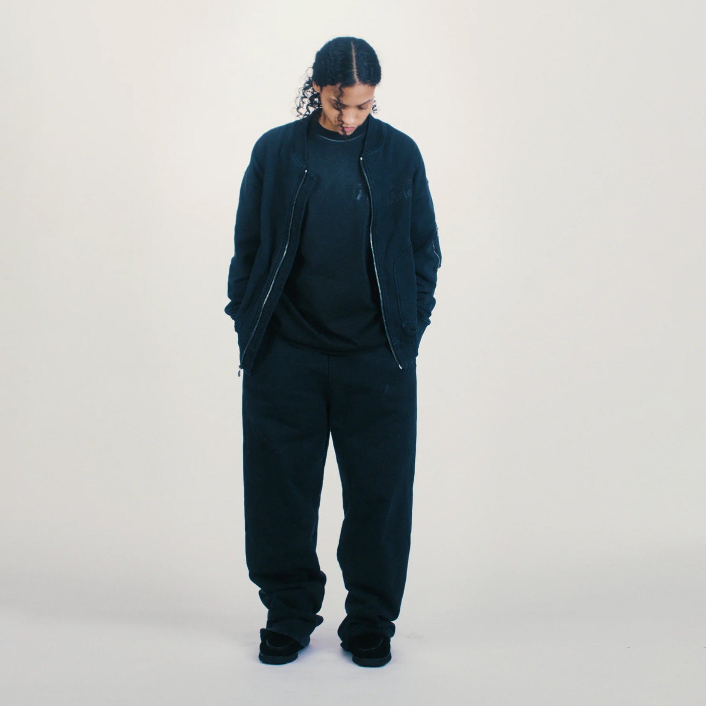 Premium Faded Temple Bomber - Black