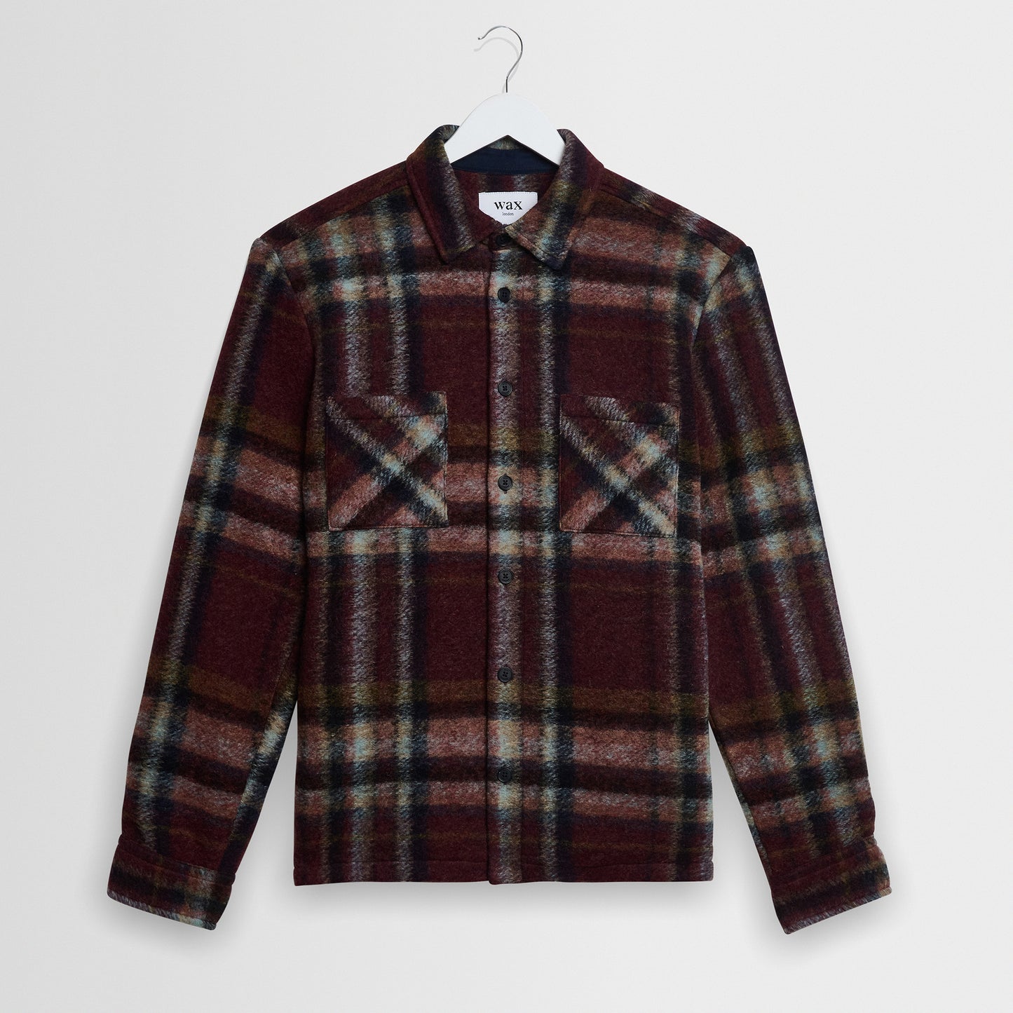 Whiting Overshirt  Wool Blend Check - Burgundy / Multi