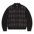 Argyle Zip Knit Cardigan - Black