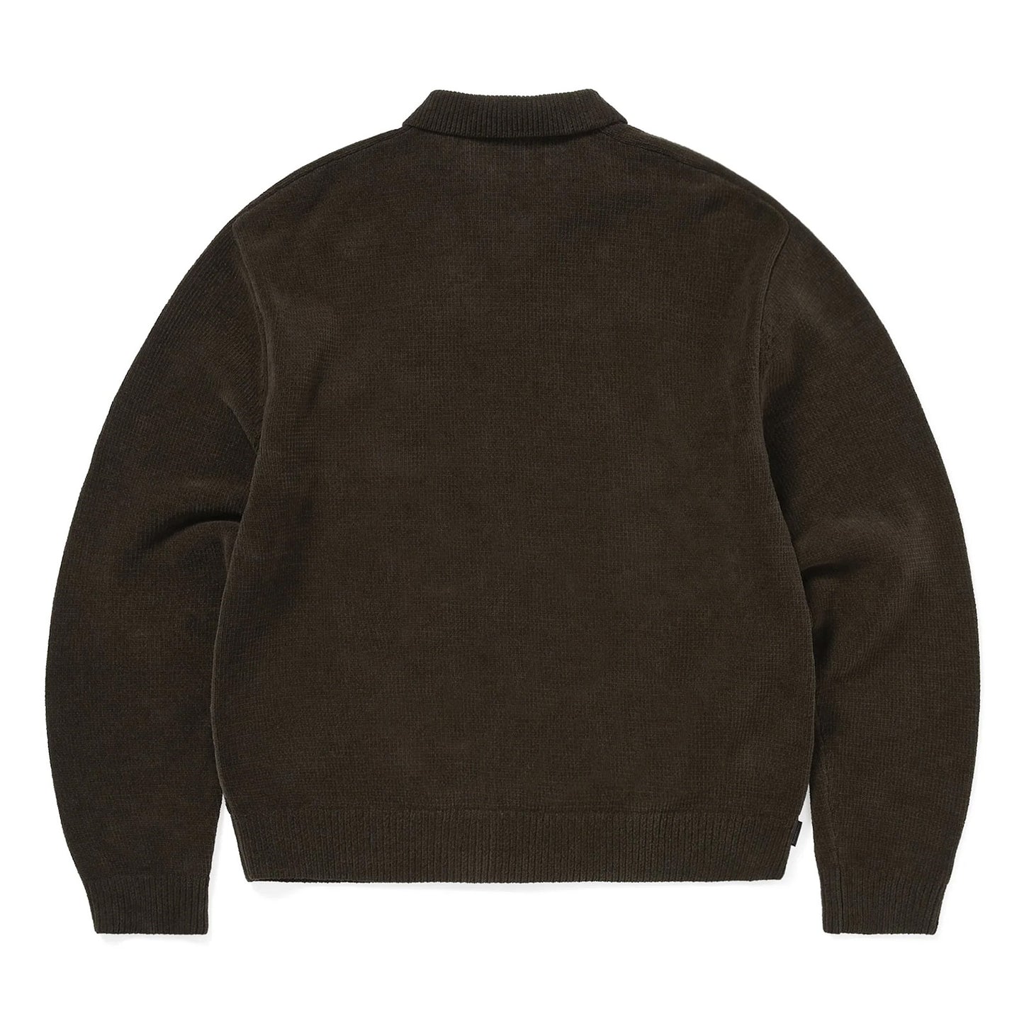 Argyle Zip Knit Cardigan - Brown