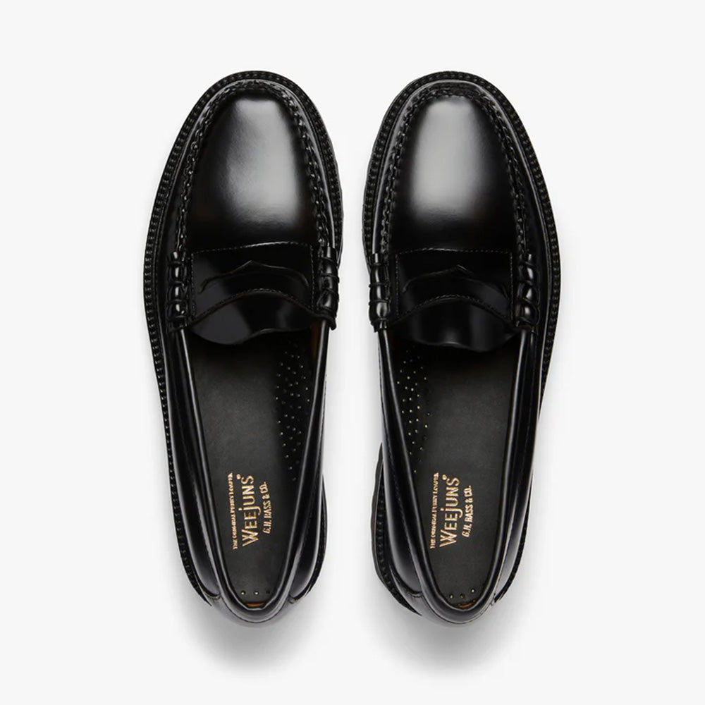 Mens Weejun 90 Larson Penny Loafers - Black Leather