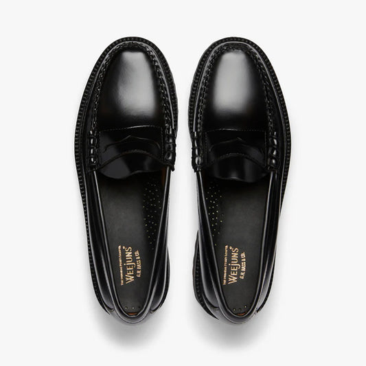 Mens Weejun 90 Larson Penny Loafers - Black Leather
