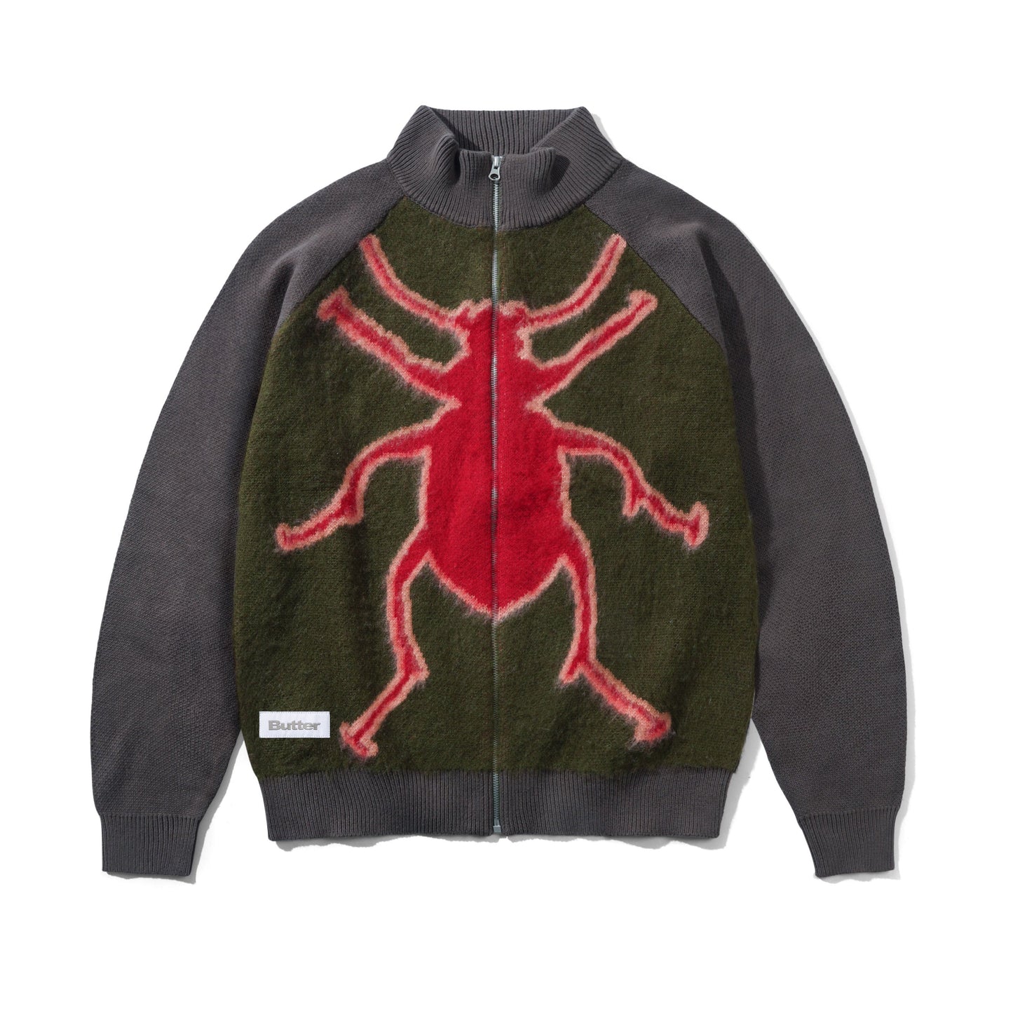 Beetle Zip-Thru Knit Sweater - Olive