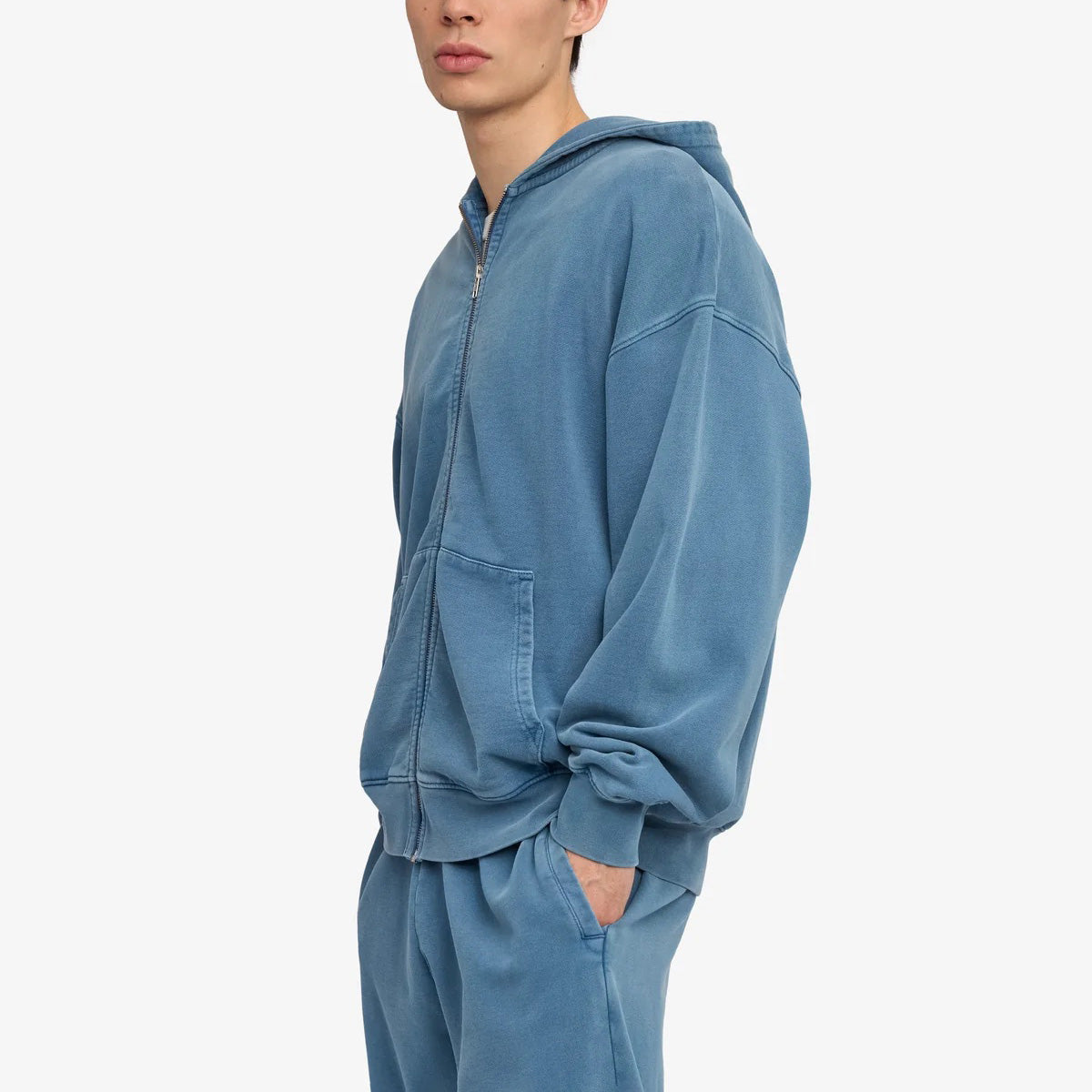 Organic Oversized Zip Hood - Faded Indigo