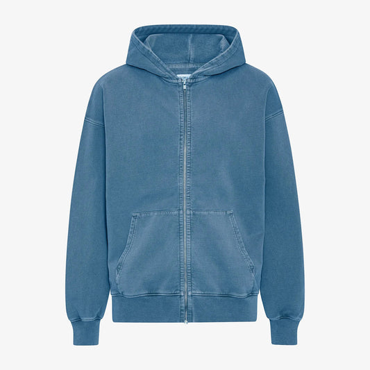 Organic Oversized Zip Hood - Faded Indigo