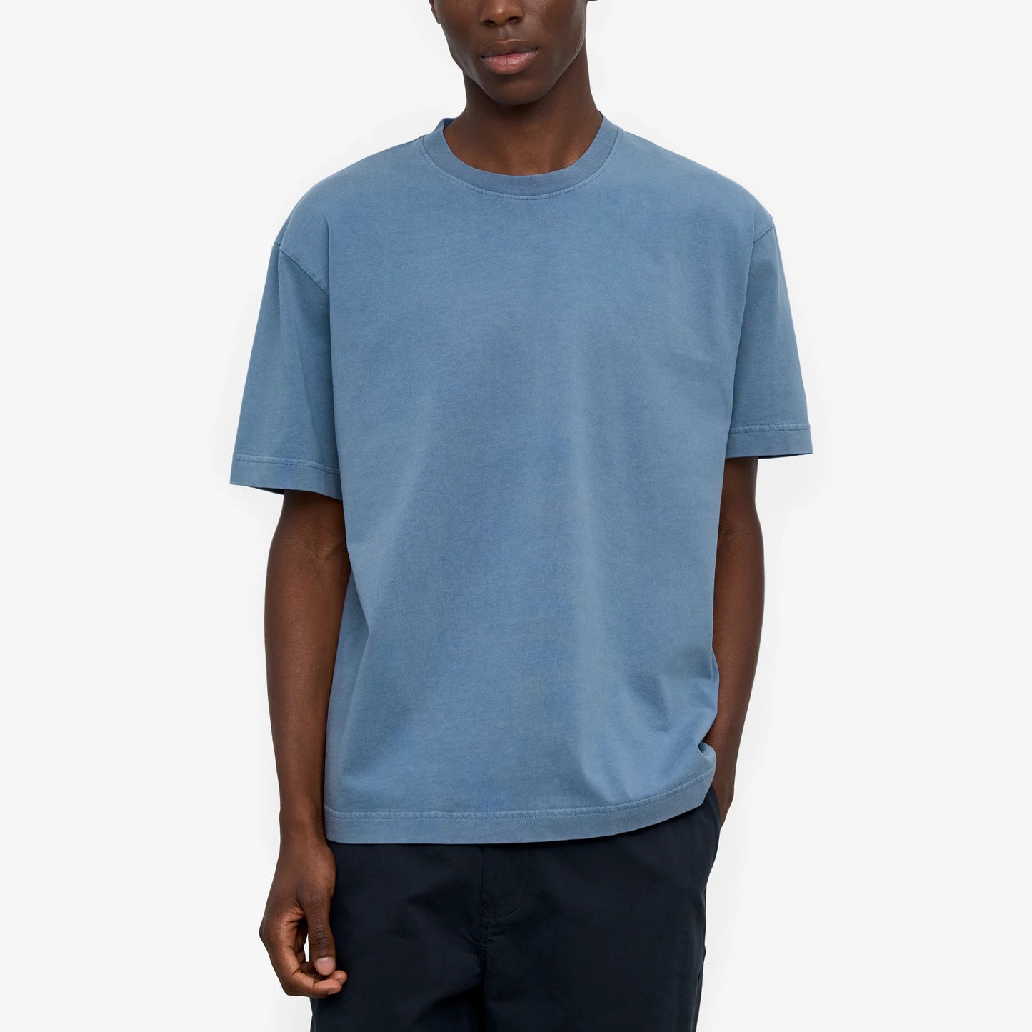 Heavy Organic Boxy Tee - Faded Indigo