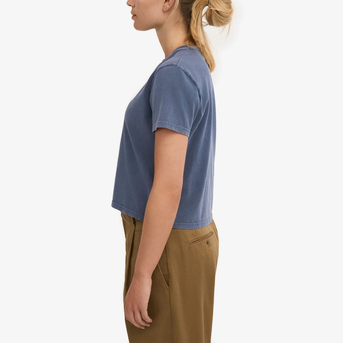 Women's Organic Boxy Crop Tee - Neptune Blue