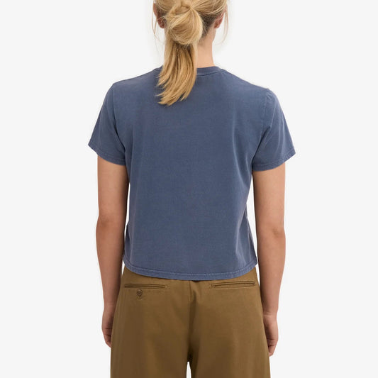 Women's Organic Boxy Crop Tee - Neptune Blue