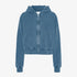 Women's Organic Crop Zip Hood - Faded Indigo