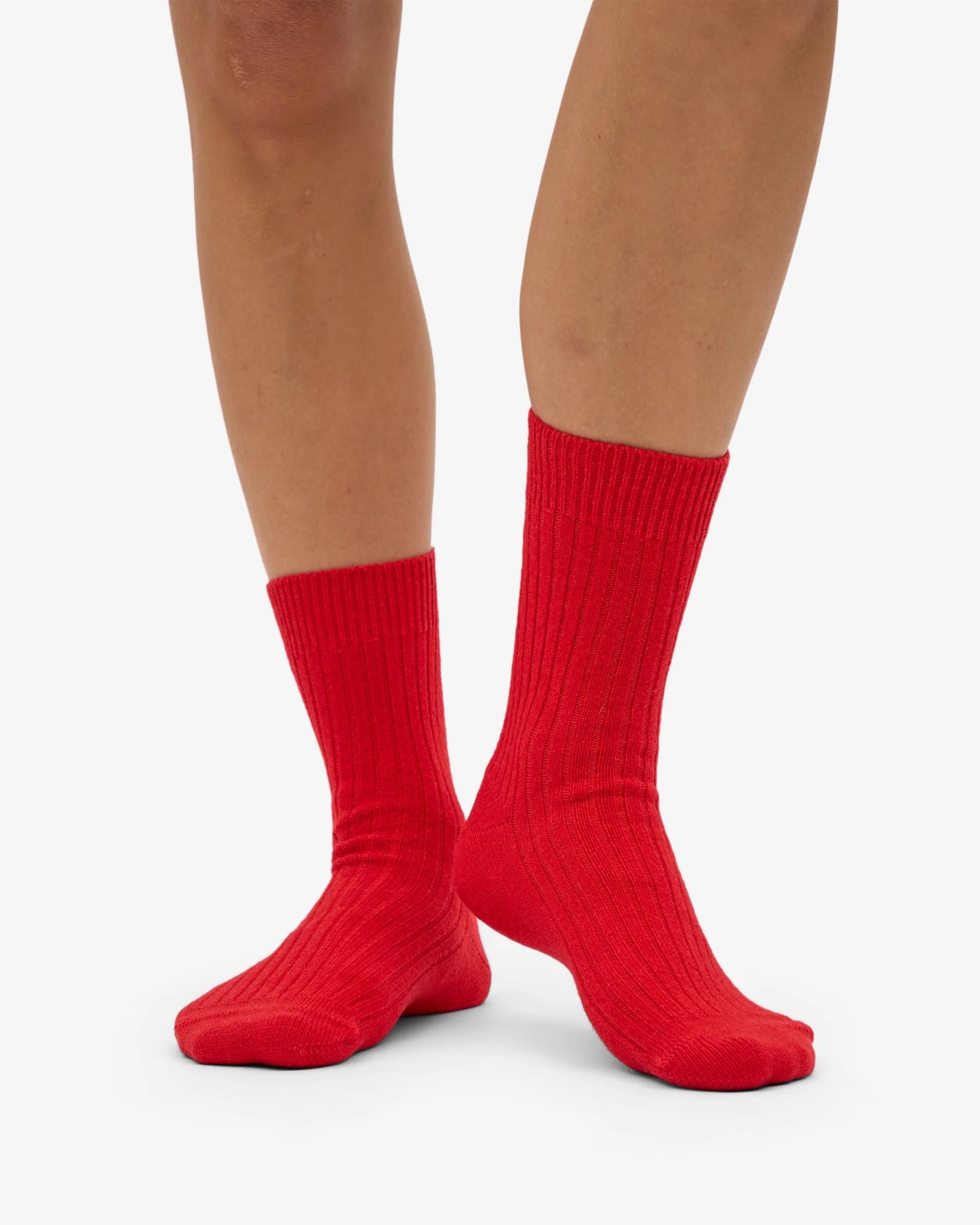 Merino Wool Blend Socks - Red Tangerine