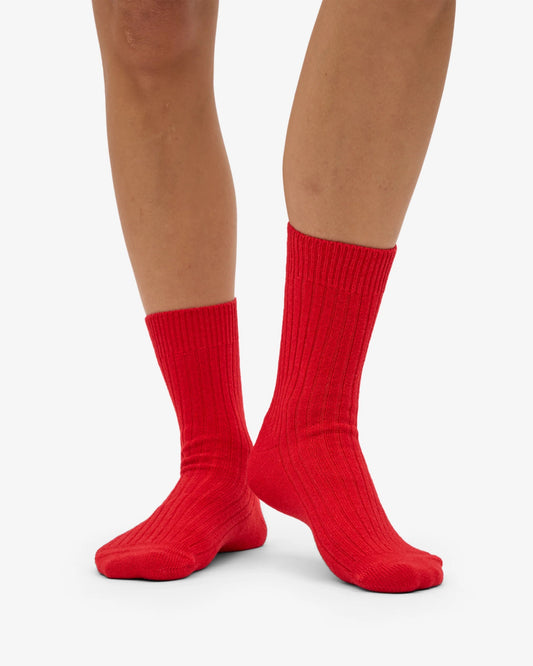 Merino Wool Blend Socks - Red Tangerine