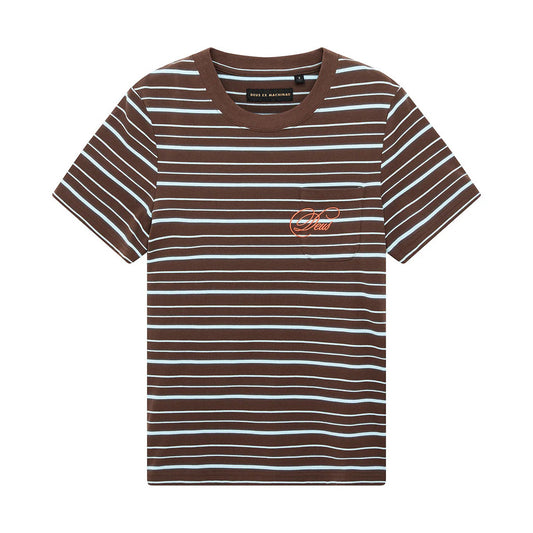 Women's Pierre Stripe Tee - Java Brown / Baby Blue