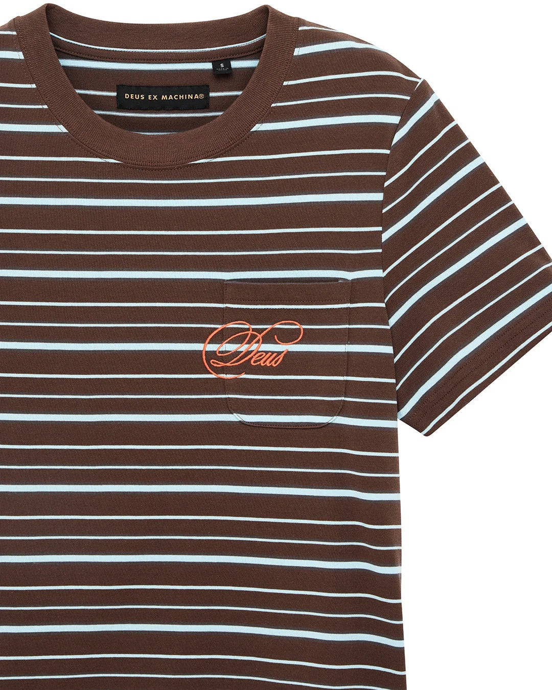 Women's Pierre Stripe Tee - Java Brown / Baby Blue