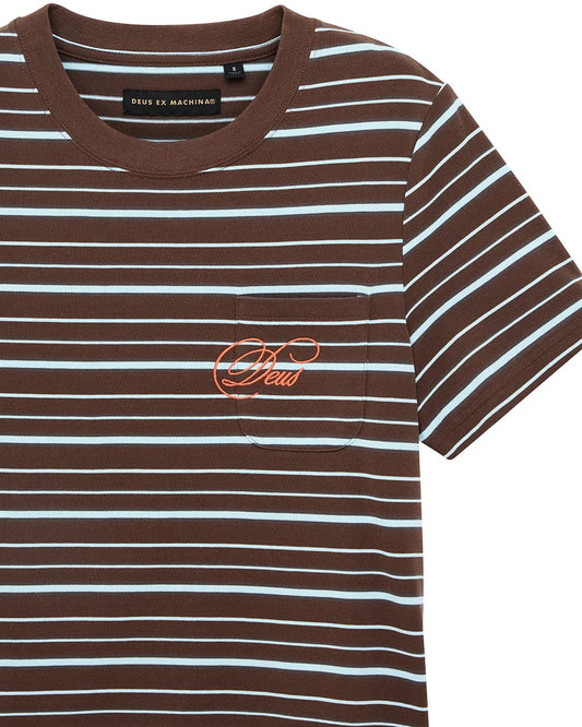 Women's Pierre Stripe Tee - Java Brown / Baby Blue