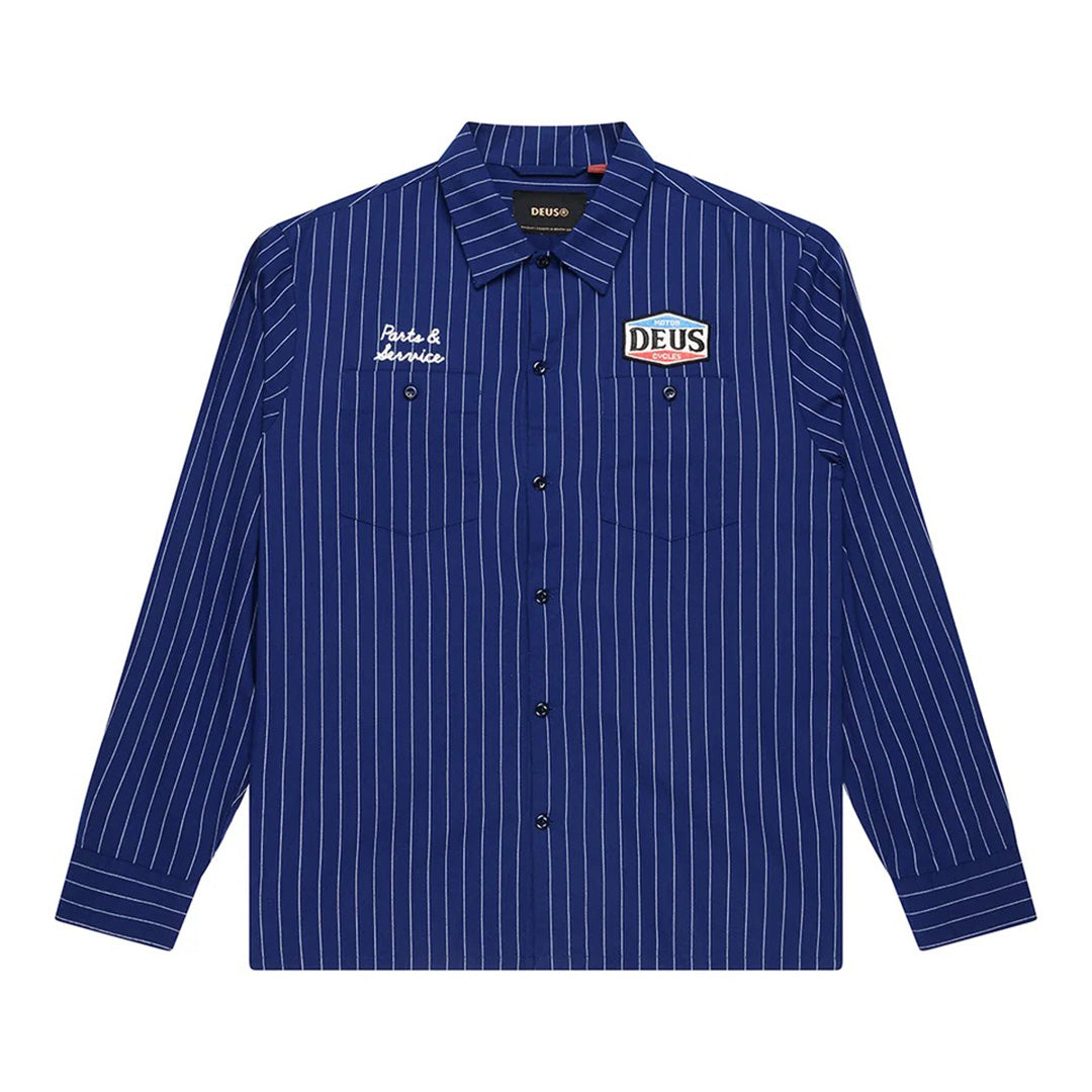 Forecourt Stripe Shirt (26.2) - Mechanic Blue
