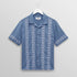 Didcot SS Shirt, Placement Border - Blue / Ecru