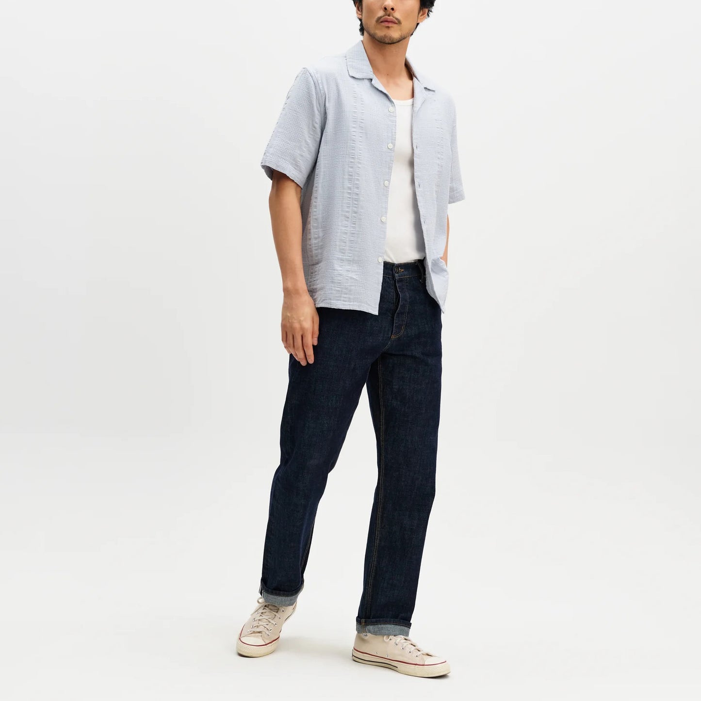 Didcot SS Shirt, Double Weave Seersucker - Blue