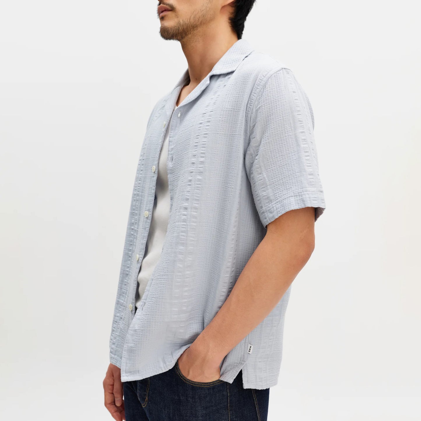 Didcot SS Shirt, Double Weave Seersucker - Blue
