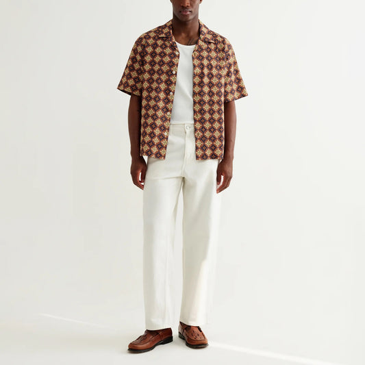 Didcot SS Shirt, Seersucker Tiles - Rust / Multi