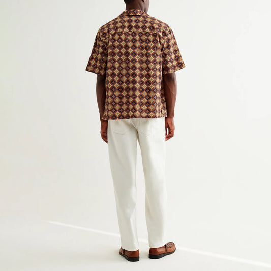 Didcot SS Shirt, Seersucker Tiles - Rust / Multi