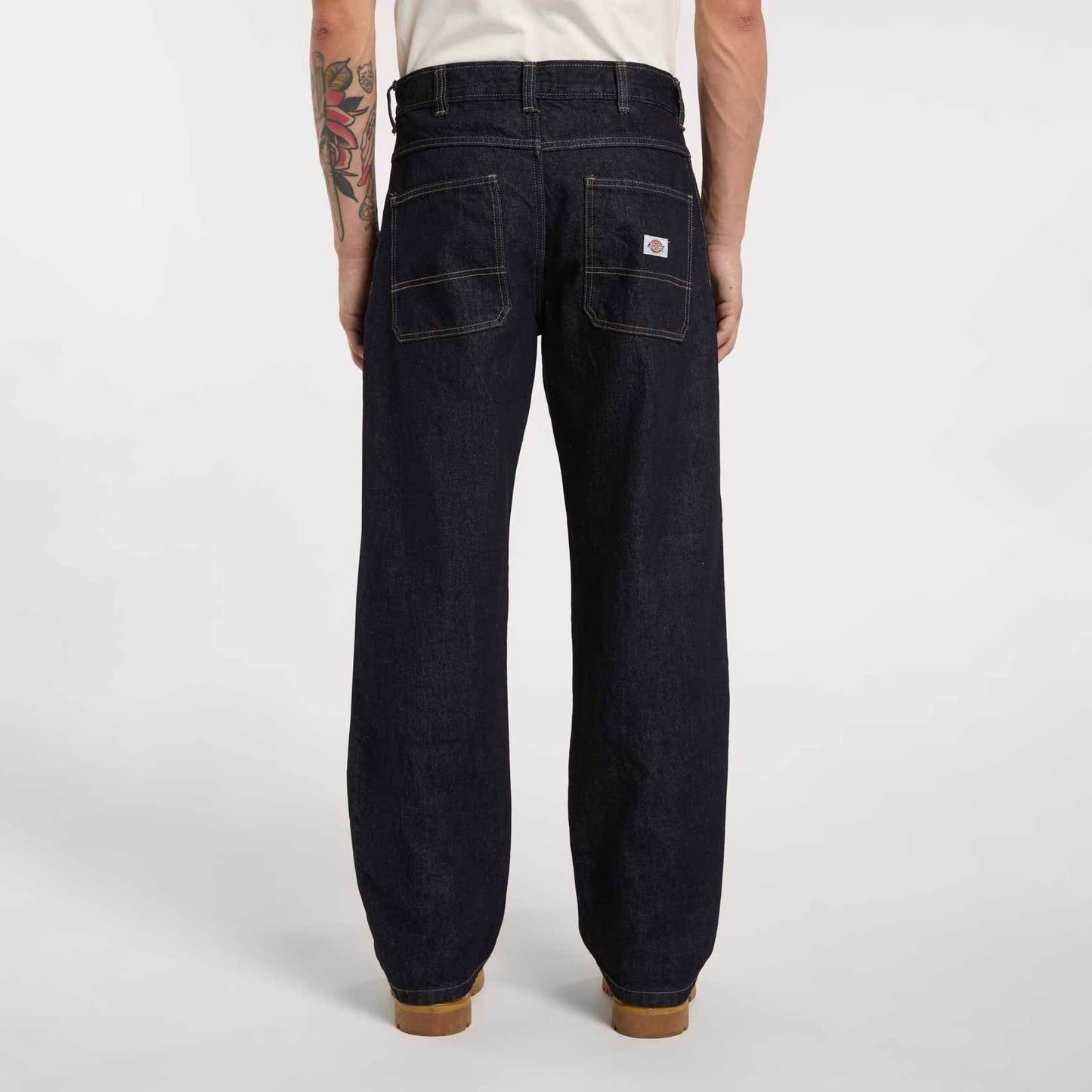 Trucker Selvedge Denim Double Knee Relaxed Jeans - Rinsed