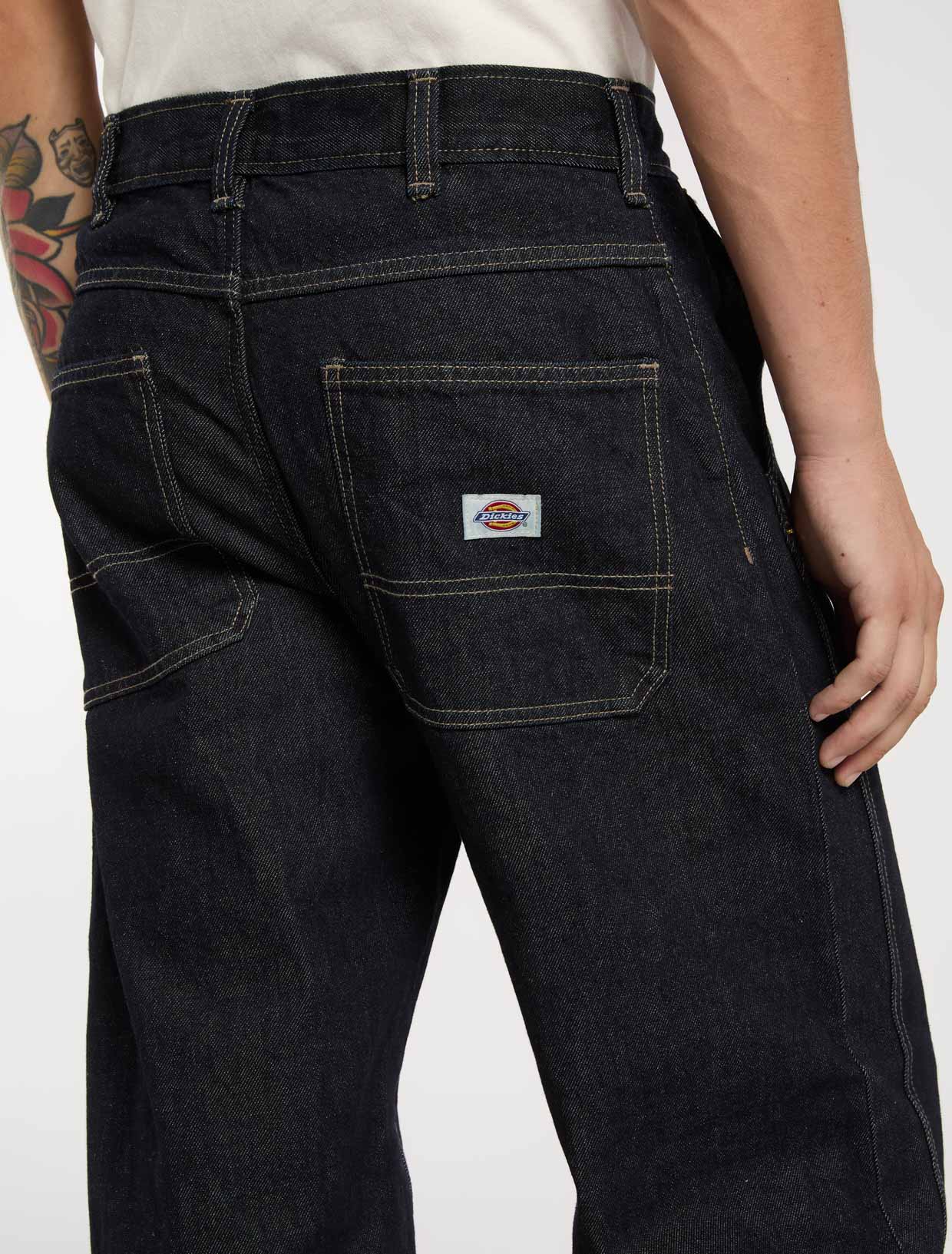 Trucker Selvedge Denim Double Knee Relaxed Jeans - Rinsed