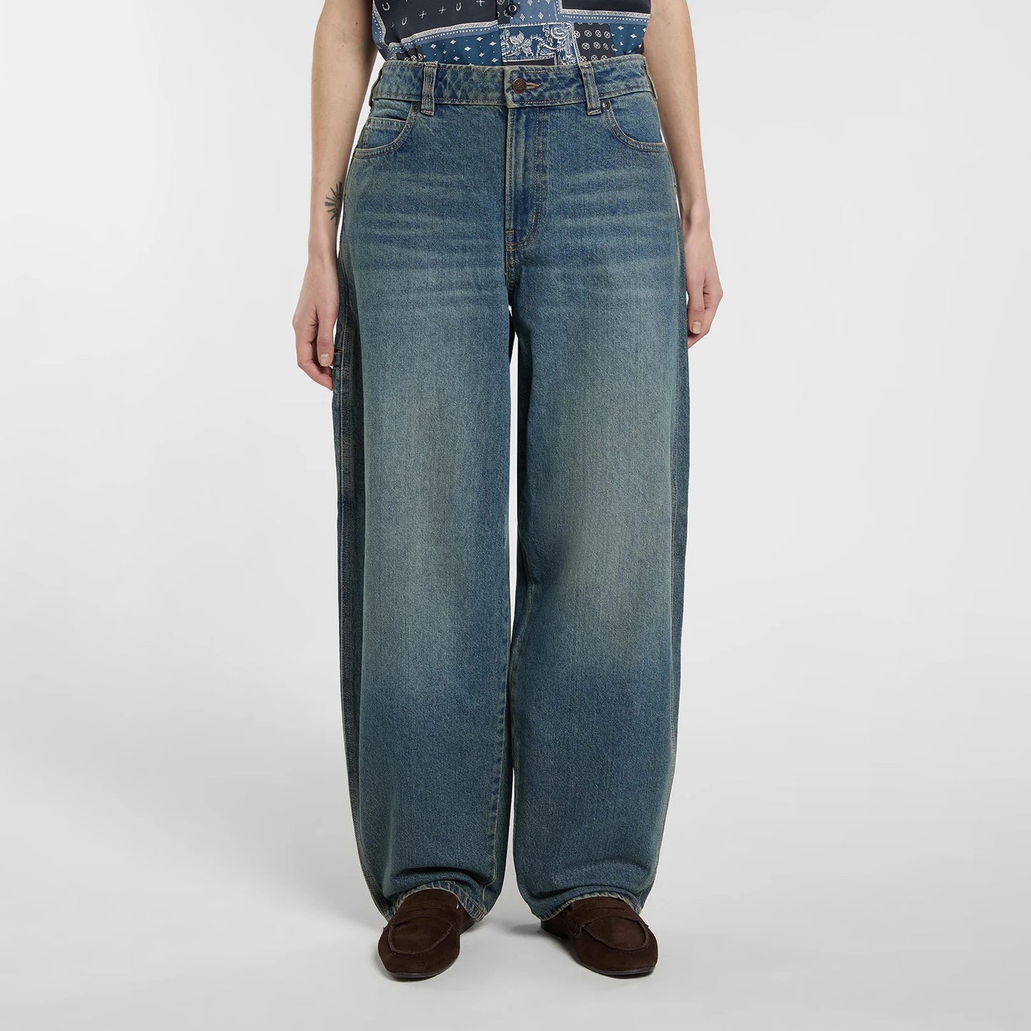 Women's 957 Loose Tapered Work Jeans - Khaki Tinted Blue