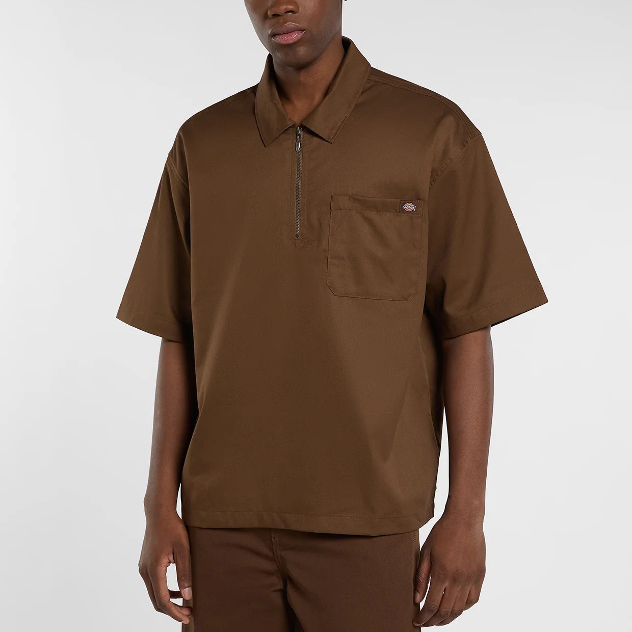 Cadiz Quarter Zip SS Shirt - Timber Brown