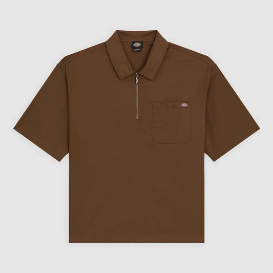 Cadiz Quarter Zip SS Shirt - Timber Brown