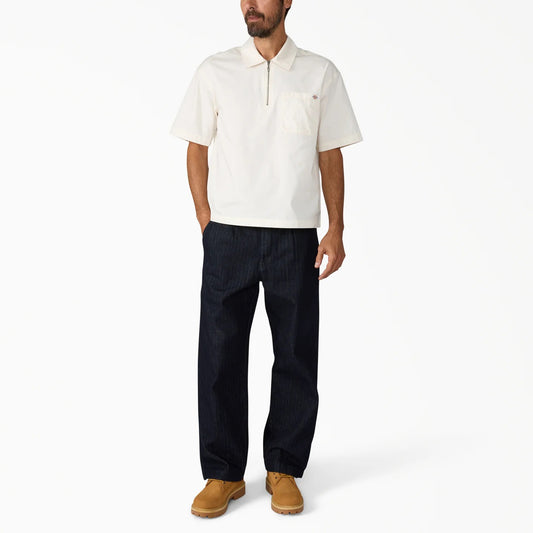 Cadiz Quarter Zip SS Shirt - Egret