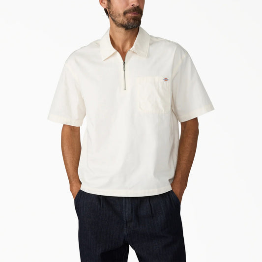 Cadiz Quarter Zip SS Shirt - Egret