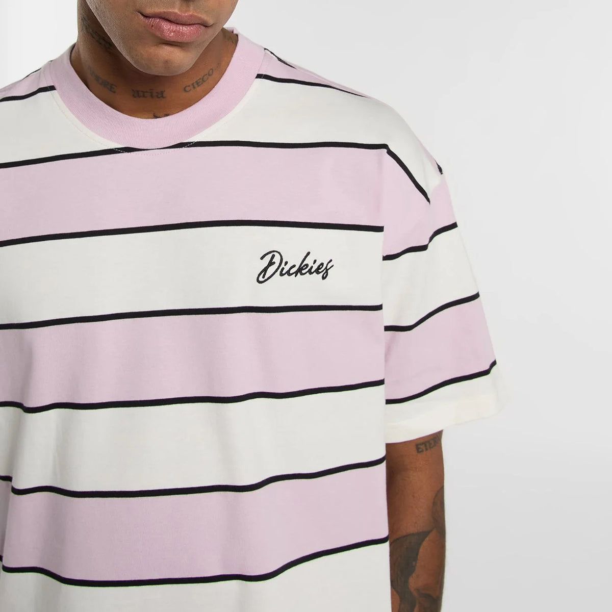 Embroidery Stripe SS Tee - Ecru
