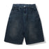 Distressed Big Denim Shorts - Washed Dark Blue