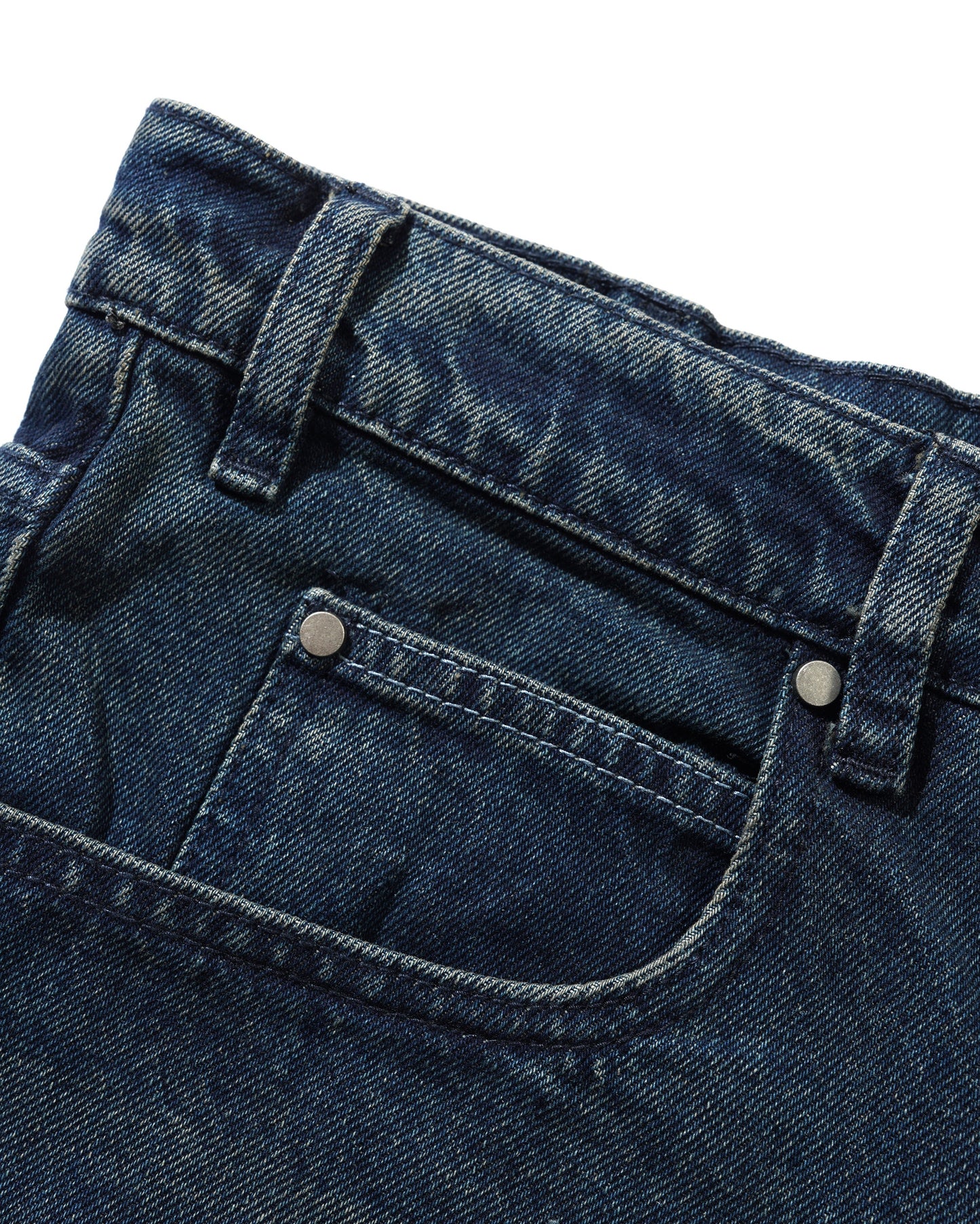 Distressed Big Denim Shorts - Washed Dark Blue