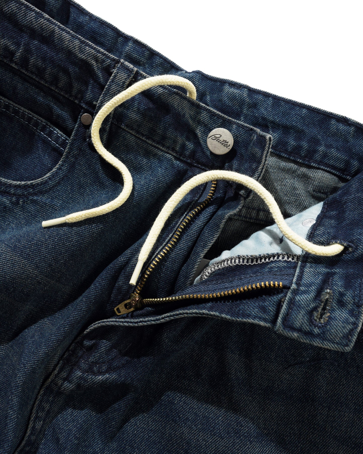 Distressed Big Denim Shorts - Washed Dark Blue
